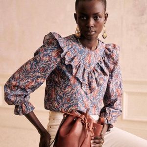 Chemise West top in Ranch Marine - Sezane